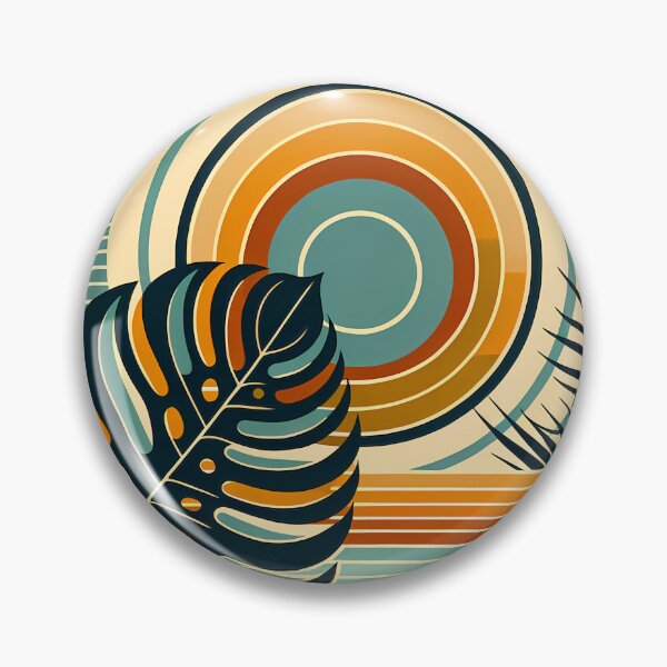 Item preview, Geometric Monstera Sunset in Teal and Orange designed and sold by InkSmithery.