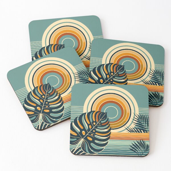 Item preview, Geometric Monstera Sunset in Teal and Orange designed and sold by InkSmithery.