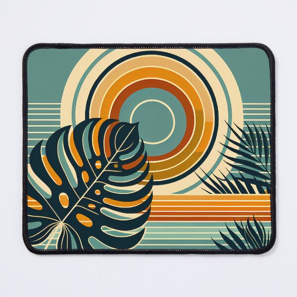 Item preview, Geometric Monstera Sunset in Teal and Orange designed and sold by InkSmithery.