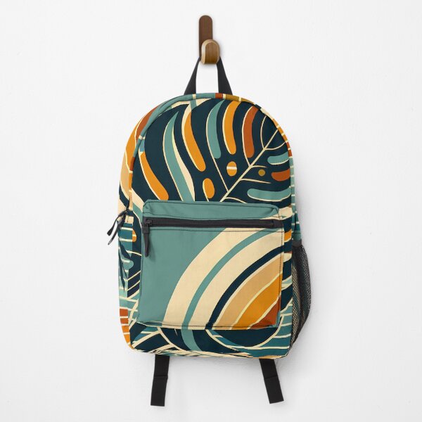 Item preview, Geometric Monstera Sunset in Teal and Orange designed and sold by InkSmithery.