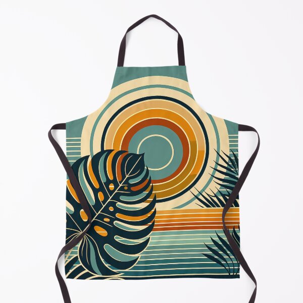 Item preview, Geometric Monstera Sunset in Teal and Orange designed and sold by InkSmithery.