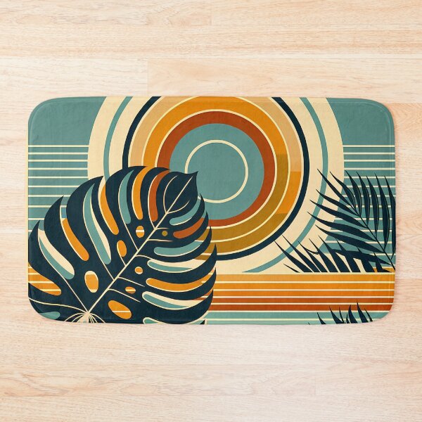 Item preview, Geometric Monstera Sunset in Teal and Orange designed and sold by InkSmithery.