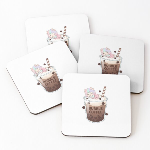 Item preview, sweet pastel Chibi character in bubble coffee designed and sold by kuimoul.