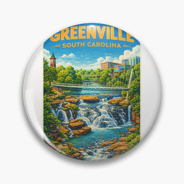 Item preview, Greenville South Carolina at Falls Park on the Reedy near Liberty Bridge and Downtown Greenville designed and sold by Places On Earth.