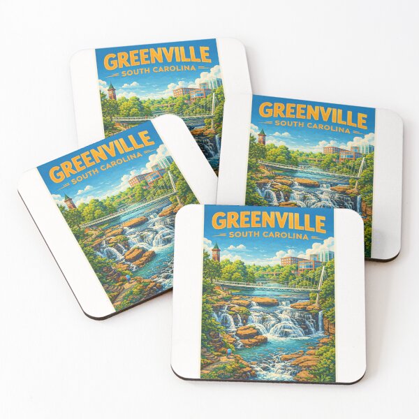 Item preview, Greenville South Carolina at Falls Park on the Reedy near Liberty Bridge and Downtown Greenville designed and sold by Places On Earth.