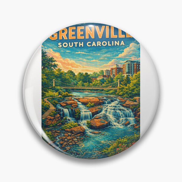 Item preview, Greenville South Carolina Skyline and Falls Park on the Reedy near Liberty Bridge and Main Street designed and sold by Places On Earth.