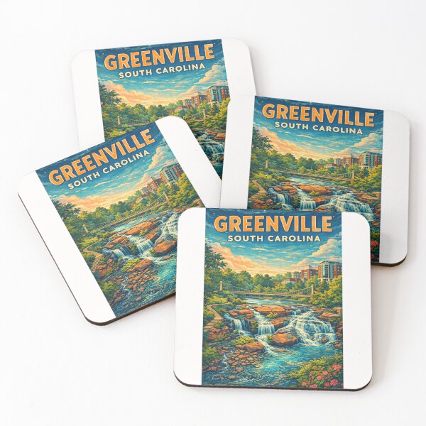 Item preview, Greenville South Carolina Skyline and Falls Park on the Reedy near Liberty Bridge and Main Street designed and sold by Places On Earth.