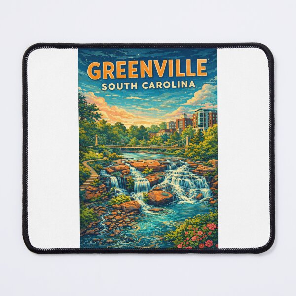 Item preview, Greenville South Carolina Skyline and Falls Park on the Reedy near Liberty Bridge and Main Street designed and sold by Places On Earth.
