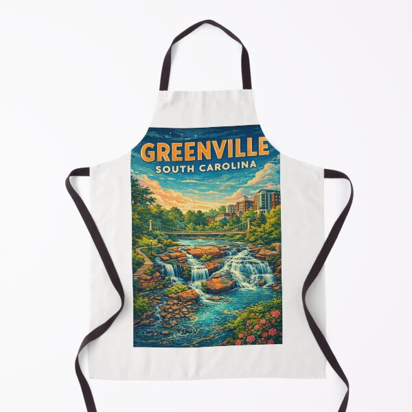Item preview, Greenville South Carolina Skyline and Falls Park on the Reedy near Liberty Bridge and Main Street designed and sold by Places On Earth.