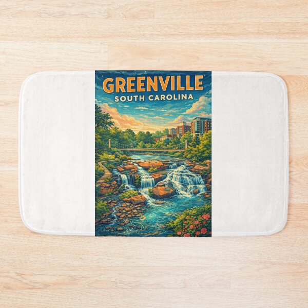 Item preview, Greenville South Carolina Skyline and Falls Park on the Reedy near Liberty Bridge and Main Street designed and sold by Places On Earth.
