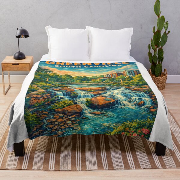 Item preview, Greenville South Carolina Skyline and Falls Park on the Reedy near Liberty Bridge and Main Street designed and sold by Places On Earth.