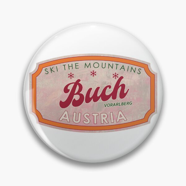Item preview, Buch, Austria, Vorarlberg, Ski, textured skiing badge designed and sold by Wanderful-roads.