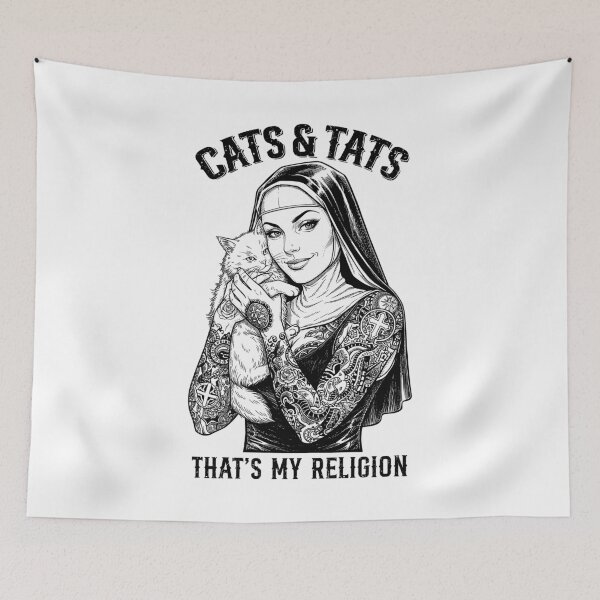Item preview, Cats Tats Tattooed Cat Lover Nun Ink Girl Funny Inked Woman designed and sold by GrandeDuc.