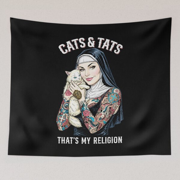 Item preview, Cats Tats Tattooed Cat Lover Nun Ink Girl Funny Inked Woman designed and sold by GrandeDuc.