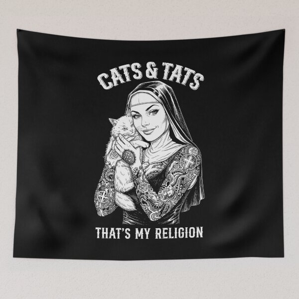 Item preview, Cats Tats Tattooed Cat Lover Nun Ink Girl Funny Inked Woman designed and sold by GrandeDuc.