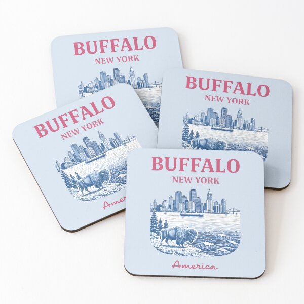 Item preview, Buffalo NY Cute Pastel Skyline Blue Cityscape Landscape designed and sold by HowToCanadian.