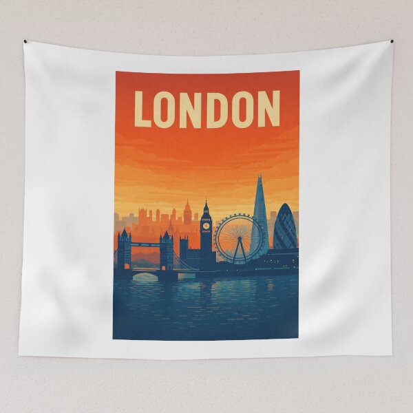 Item preview, London Cityscape with Tower Bridge, Big Ben, The Shard and London Eye along the River Thames designed and sold by Aryabek.
