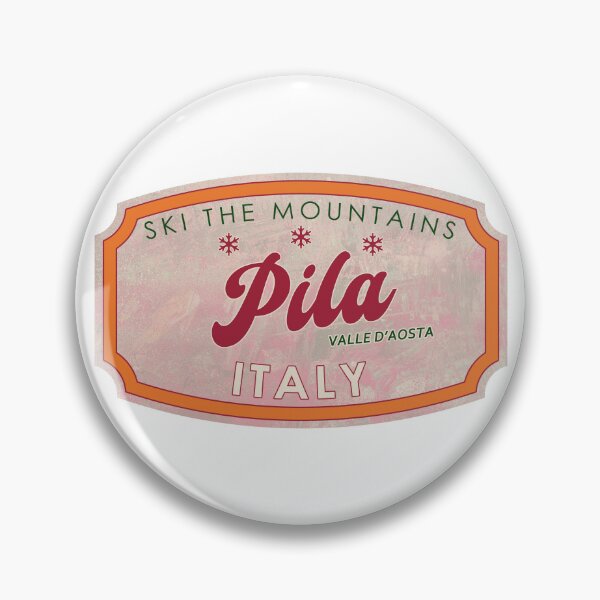Item preview, Pila, Italy, Valle d’Aosta, Ski, textured skiing badge designed and sold by Wanderful-roads.