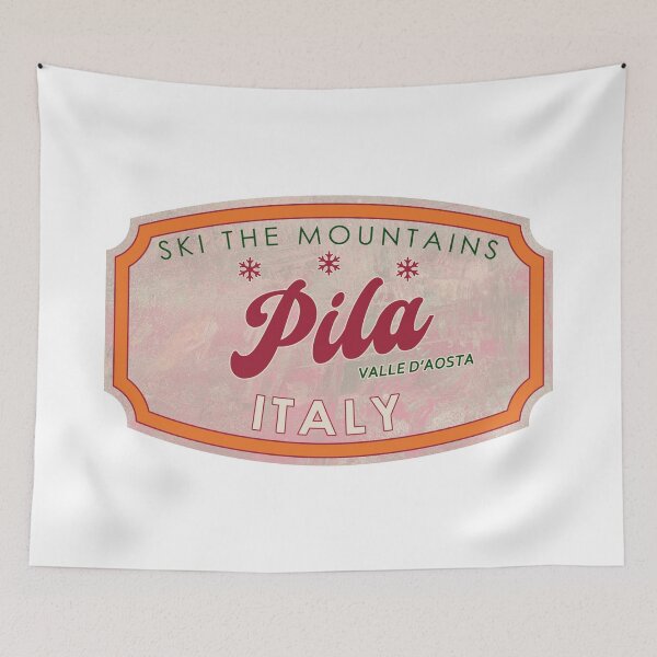 Item preview, Pila, Italy, Valle d’Aosta, Ski, textured skiing badge designed and sold by Wanderful-roads.