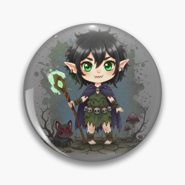 Item preview, Chibi Forest Druid with Skull Belt and Multi-Eyed Cat designed and sold by MBBialyPiksel.
