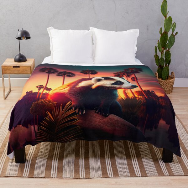 Item preview, Badger in Tropical Sunset designed and sold by Sillytoe.