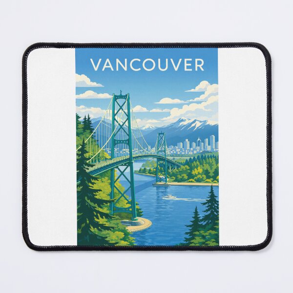 Item preview, Vancouver British Columbia with Lions Gate Bridge and Stanley Park near Burrard Inlet designed and sold by Aryabek.
