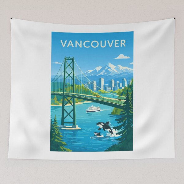 Item preview, Vancouver City in British Columbia with Lions Gate Bridge and Stanley Park in Canada designed and sold by Aryabek.