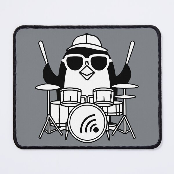 Item preview, Penguin Playing Drums Music Lover Gifts Funny Penguin Illustration designed and sold by SkymarArt.