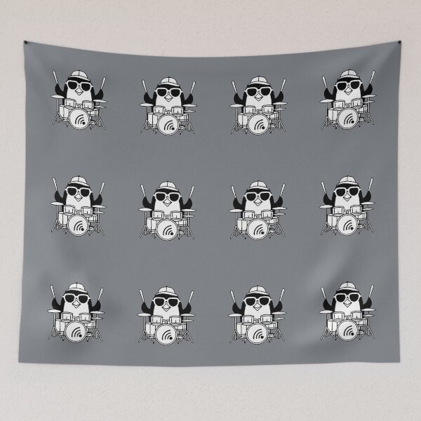 Item preview, Penguin Playing Drums Music Lover Gifts Funny Penguin Illustration designed and sold by SkymarArt.