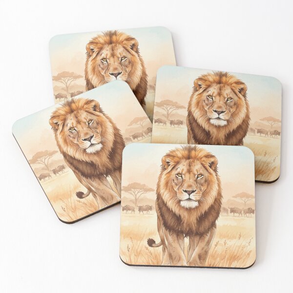Item preview, Maasai Mara Kenya - Savanna's Lion watercolor with Vector Art designed and sold by TheDesignDen21.
