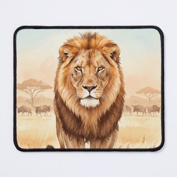 Item preview, Maasai Mara Kenya - Savanna's Lion watercolor with Vector Art designed and sold by TheDesignDen21.