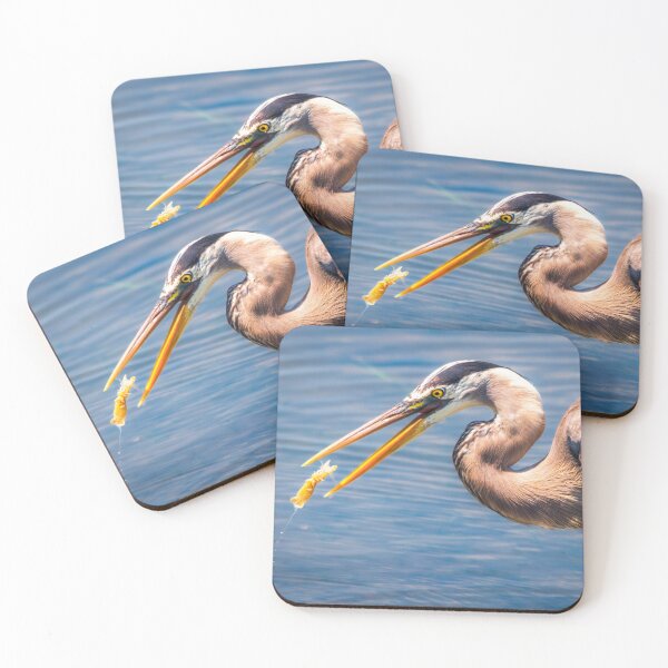 Item preview, Great Blue Heron Catching Fish in Golden Light designed and sold by TheHikersEye.