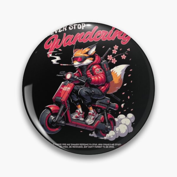 Item preview, Never Stop Wandering Cyberpunk Fox - Futuristic Scooter Anime Art designed and sold by GenZFashion000.