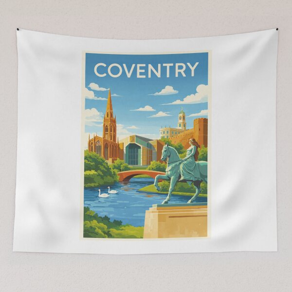 Item preview, Coventry Cathedral and Lady Godiva Statue by River Sherbourne in Coventry City Centre designed and sold by Aryabek.