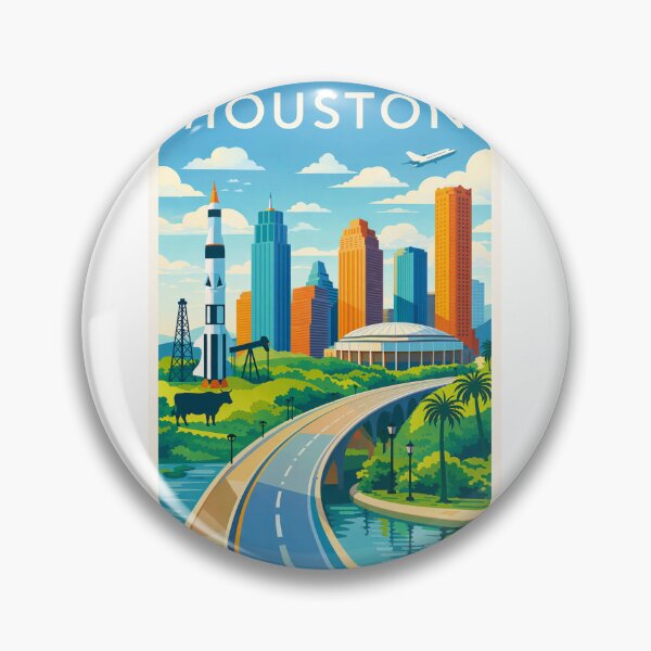 Item preview, Houston Skyline with NASA Johnson Space Center and Downtown Houston designed and sold by Aryabek.