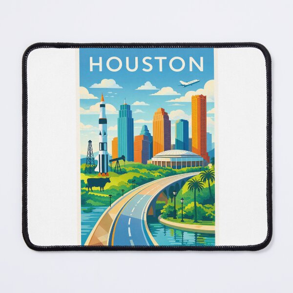 Item preview, Houston Skyline with NASA Johnson Space Center and Downtown Houston designed and sold by Aryabek.