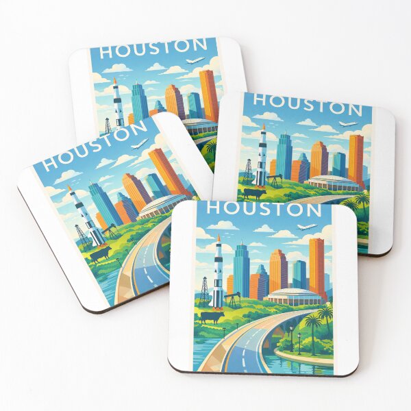 Item preview, Houston Skyline with NASA Johnson Space Center and Downtown Houston designed and sold by Aryabek.