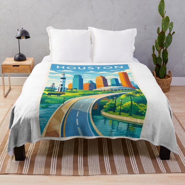 Item preview, Houston Skyline with NASA Johnson Space Center and Downtown Houston designed and sold by Aryabek.