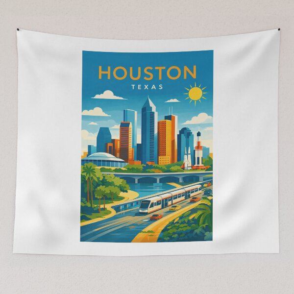 Item preview, Houston Texas Skyline with Buffalo Bayou and Texas Medical Center designed and sold by Aryabek.