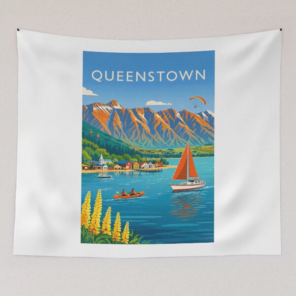 Item preview, Queenstown Waterfront with Lake Wakatipu and The Remarkables designed and sold by Aryabek.