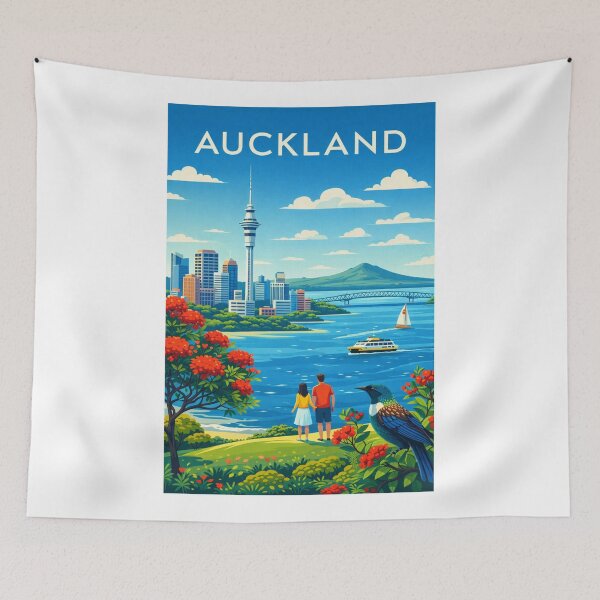 Item preview, Auckland Skyline with Sky Tower and Waitematā Harbour designed and sold by Aryabek.