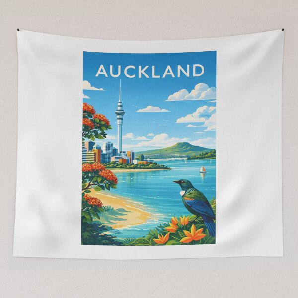Item preview, Auckland Harbour with Sky Tower and Rangitoto Island designed and sold by Aryabek.