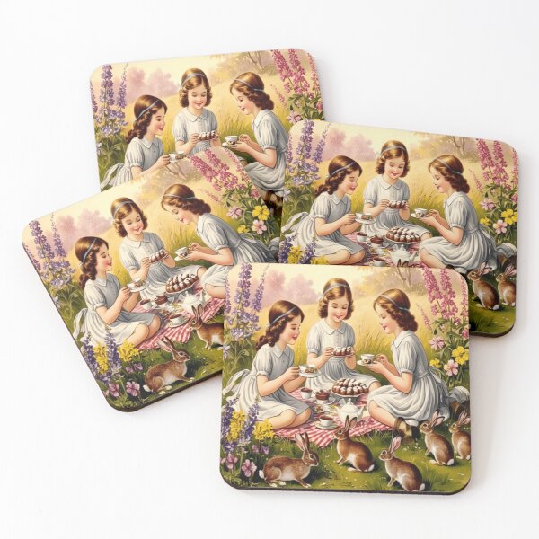 Item preview, Storybook Tea Party Wall Art – Fairytale Picnic with Bunnies Cottagecore Print designed and sold by ArtFreshStudio.