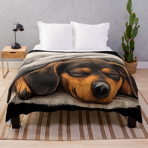 Item preview, Dachshund Napping – Cozy Blanket Sleeping Dog designed and sold by OneMoments.