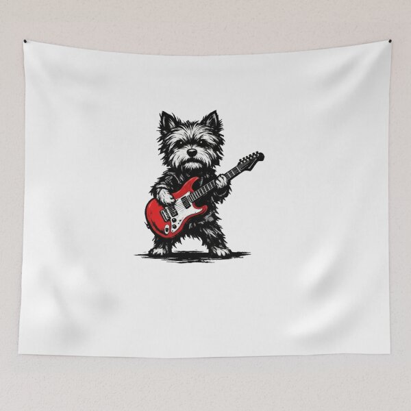 Item preview, Music Lover Funny Dog Playing Guitar Rock n Roll Dog Guitar Jamming Pup designed and sold by Meryem Mamouni.