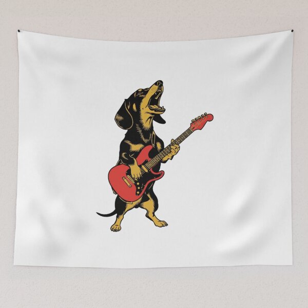 Item preview, Music Lover Funny Dog Playing Guitar Rock n Roll Dog Guitar  designed and sold by Meryem Mamouni.