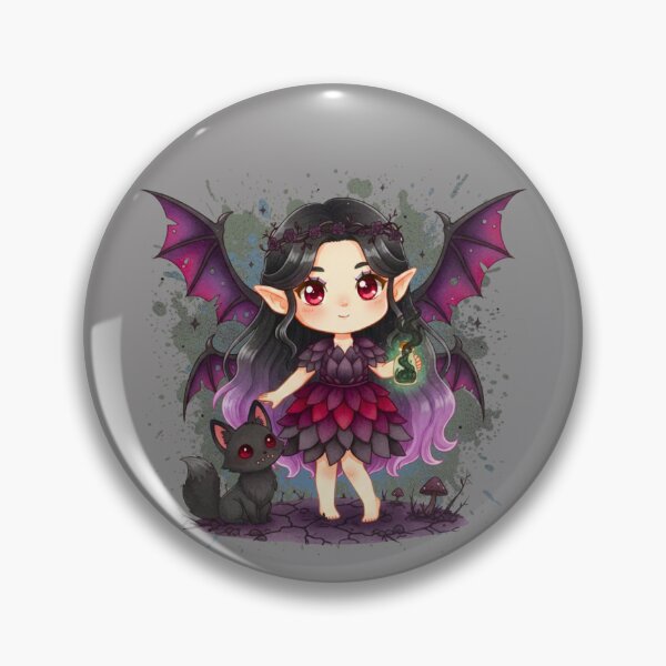 Item preview, Kawaii Gothic Vampire Fairy with Flower Crown and Wolf Familiar designed and sold by MBBialyPiksel.