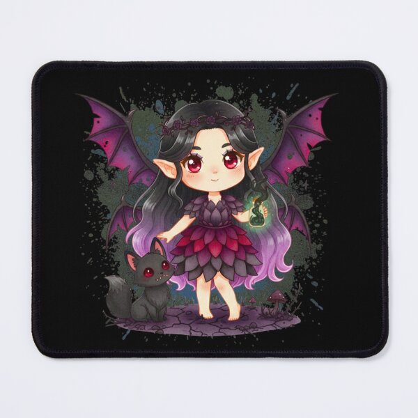 Item preview, Kawaii Gothic Vampire Fairy with Flower Crown and Wolf Familiar designed and sold by MBBialyPiksel.