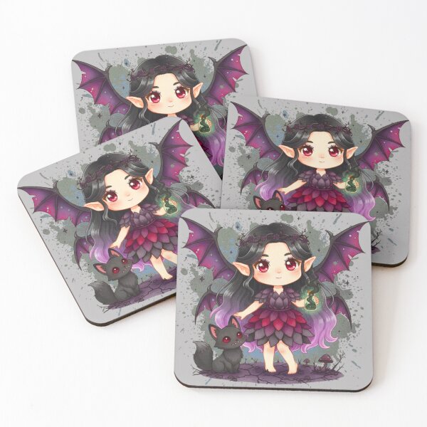Item preview, Kawaii Gothic Vampire Fairy with Flower Crown and Wolf Familiar designed and sold by MBBialyPiksel.