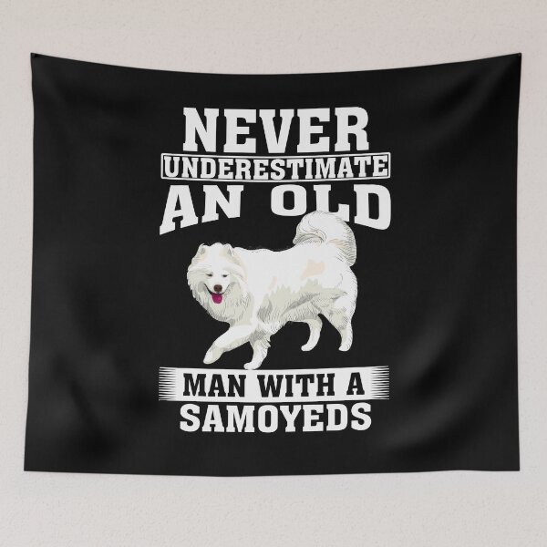 Item preview, Never Underestimate an Old Man with Samoyeds designed and sold by CosmoKitsch.